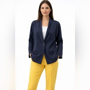 Banana Republic Refined Navy Knit Blazer Sophisticated Modern Silhouette